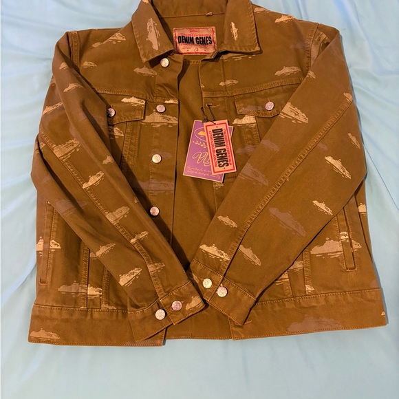 Corteiz Jean jacket green Alcatraz Pattern Denim medium like new - Picture 2 of 8